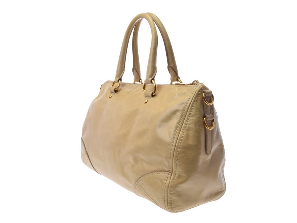 Prada leather card beige handbag Tan